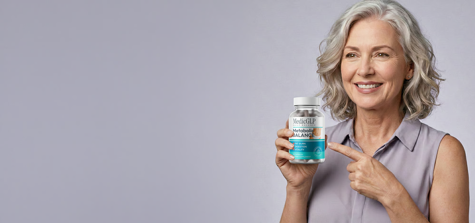 MedicGLP Metabolic Balance — woman holding bottle